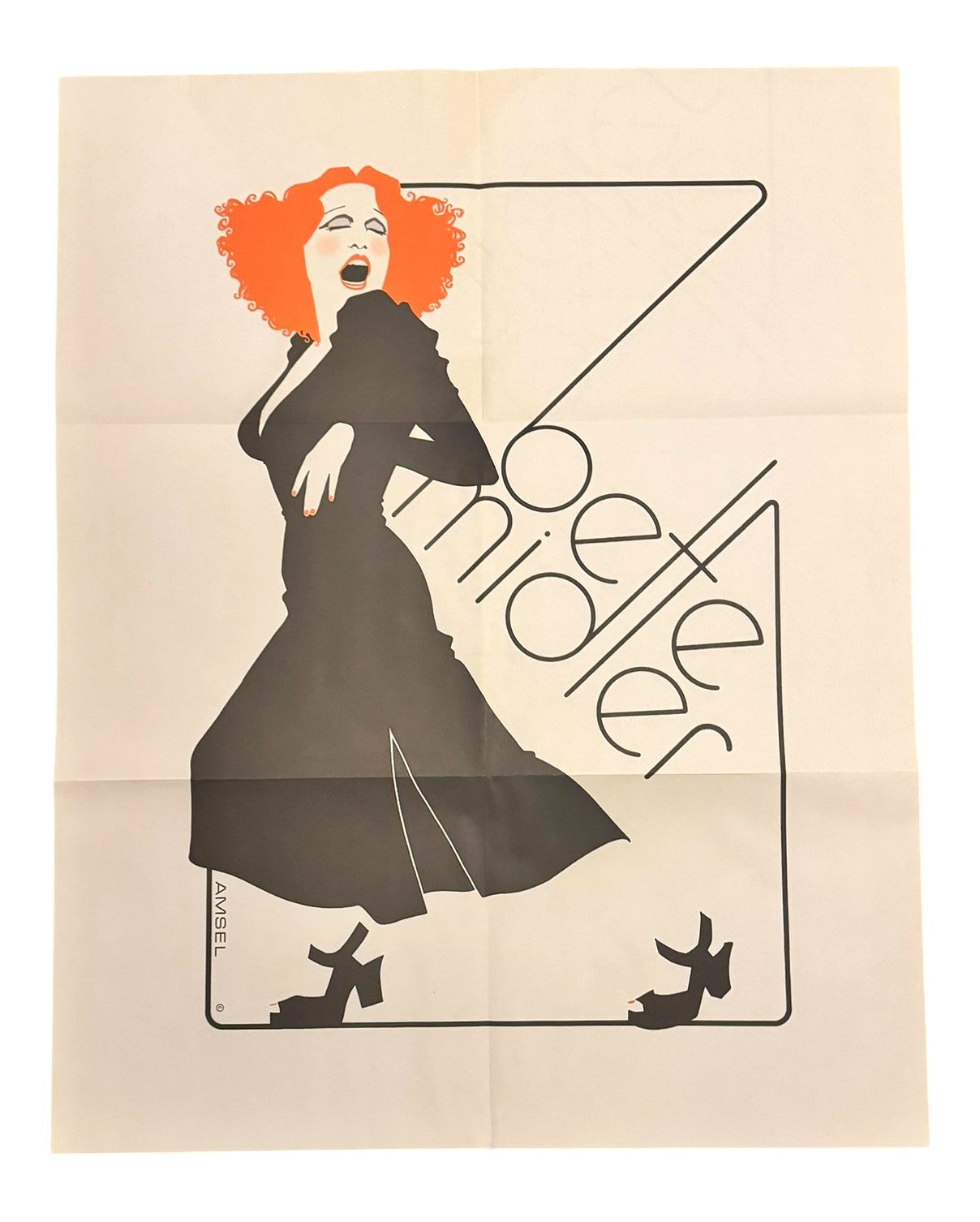 Original Bette Midler Album Art Poster by Richard Amsel, 1973, Pristine