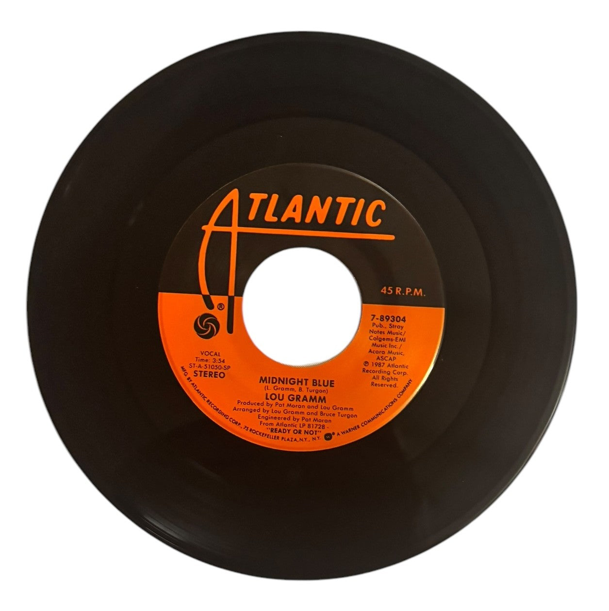 Lou Gramm- Midnight Blue/Chain Of Love, 1987, NM/VG+ (Picture Sleeve)