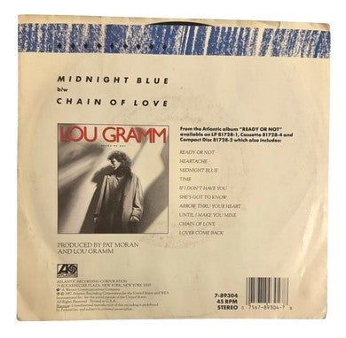 Lou Gramm- Midnight Blue/Chain Of Love, 1987, NM/VG+ (Picture Sleeve)
