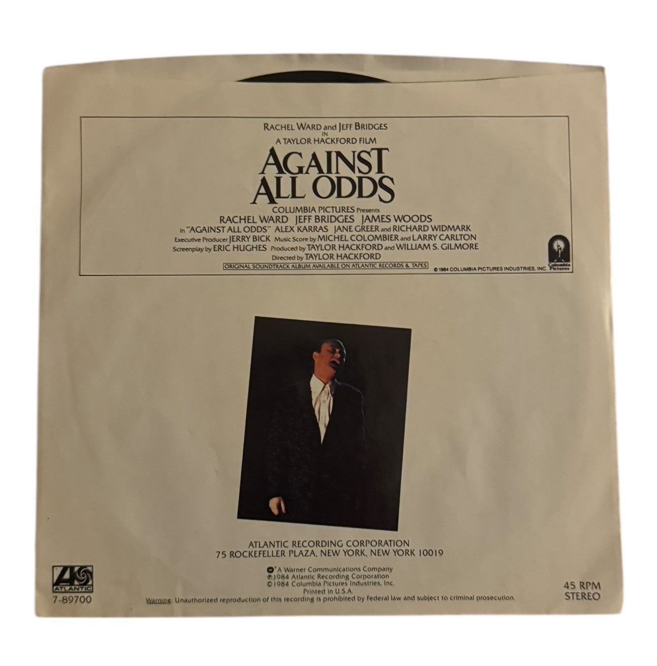Phil Collins- Against All Odds (Take A Look At Me Now)/The Search (Main Title Theme From "Against All Odds"), 1984, VG/VG+ (Picture Sleeve)