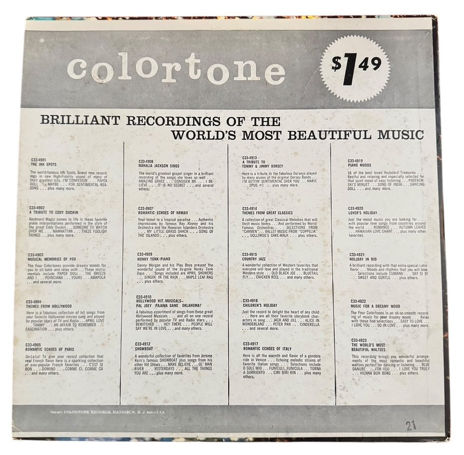 4 Colortones- Musical Memories Of You, 1960s, VG+/VG+