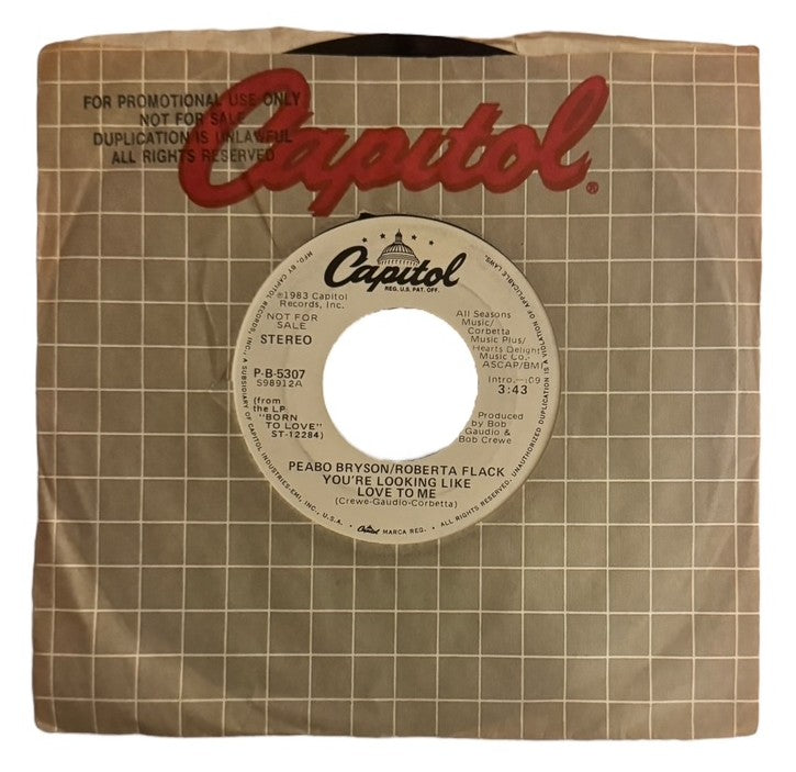 Peabo Bryson & Roberta Flack- You're Looking Like Love To Me, 1983, VG+ (Promo Copy)