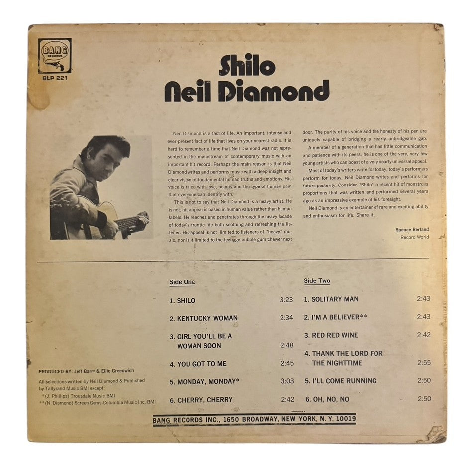 Neil Diamond- Shilo, 1970, VG/G+