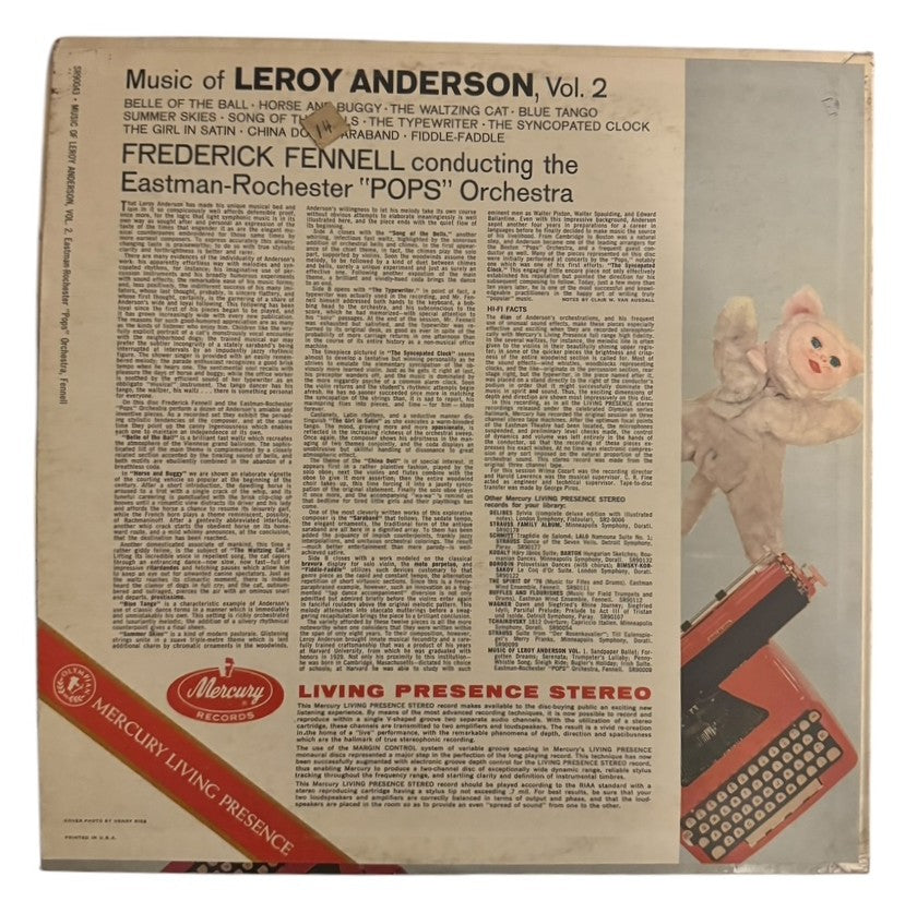 Frederick Fennell Conducting Eastman-Rochester 'Pops' Orchestra- Music Of Leroy Anderson, Vol.2, 1959, VG+/VG+