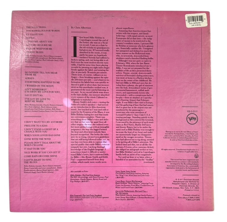 Billie Holiday- Stormy Blues, 1983, VG+/VG+ (2 Records)