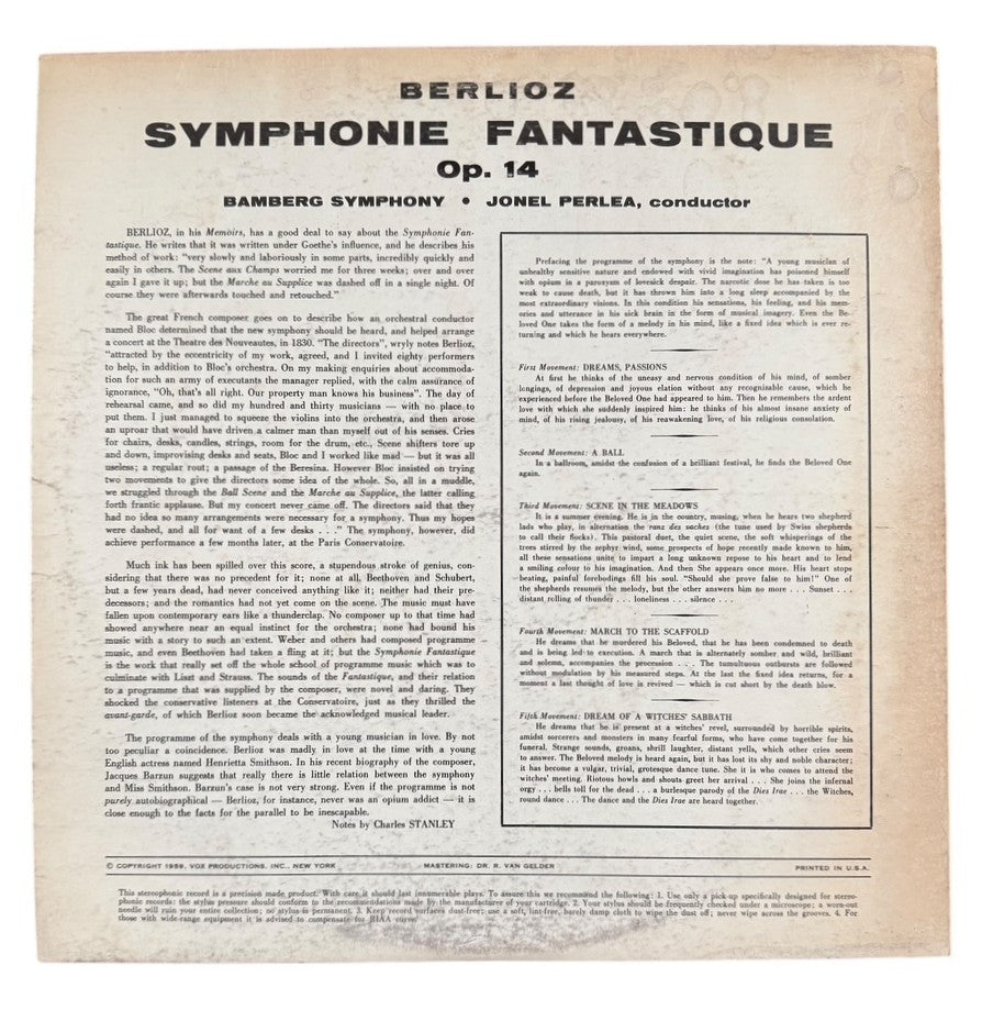 Bamberger Symphoniker- Berlioz: Symphonie Fasntastique, 1959,VG+/VG+