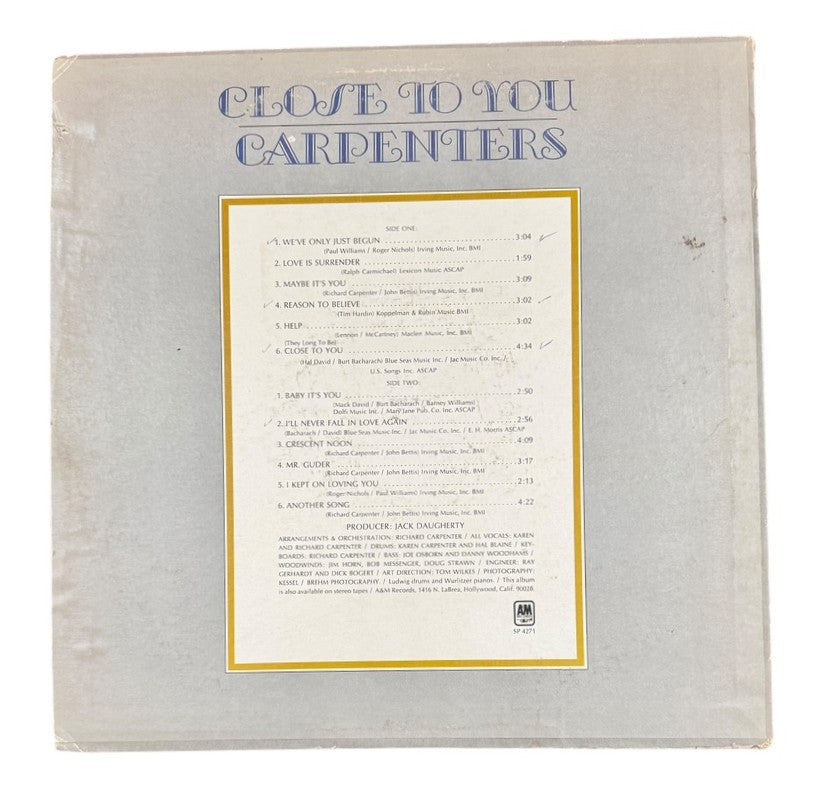 Carpenters- Close To You, 1970, VG+/VG