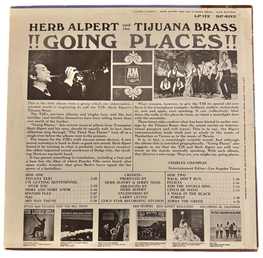 Herb Alpert & The Tijuana Brass- !!Going Places!!, 1965, VG+/VG+