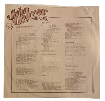 John Denver- Back Hone Again, 1976, VG+/VG