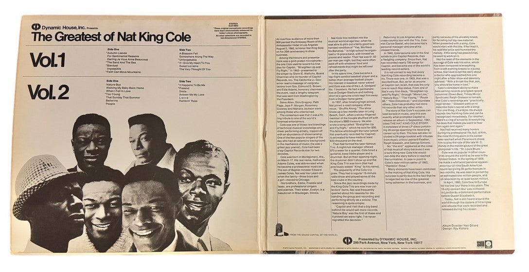 Nat King Cole- The Greatest Of Nat King Cole Vol. 1 & 2, 1972, VG+/VG+ (2 Records)