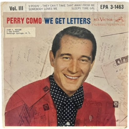 Perry Como- We Get Letters (Vol. III), 1957, VG+/VG+ (EP, Picture Sleeve)